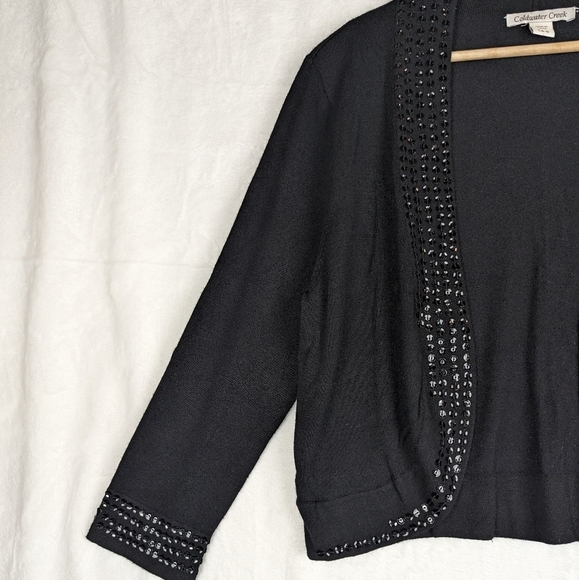 Coldwater Creek Sequined Cardigan Sweater Small Black Semi-formal Sequins - Picture 5 of 15